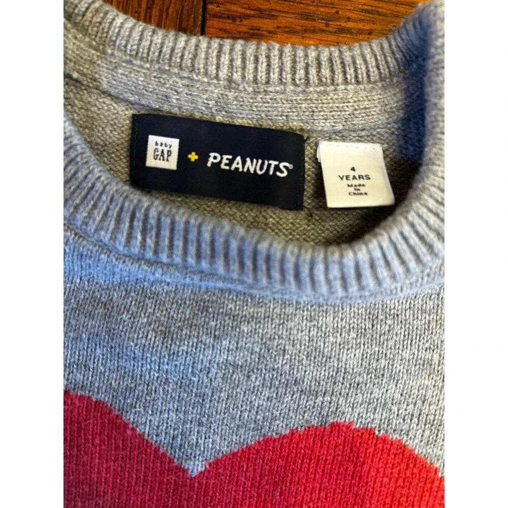 Gap Kids Snoopy Peanuts Sweater Dress Girls 4 Joe Cool Heart Gray Years Soft